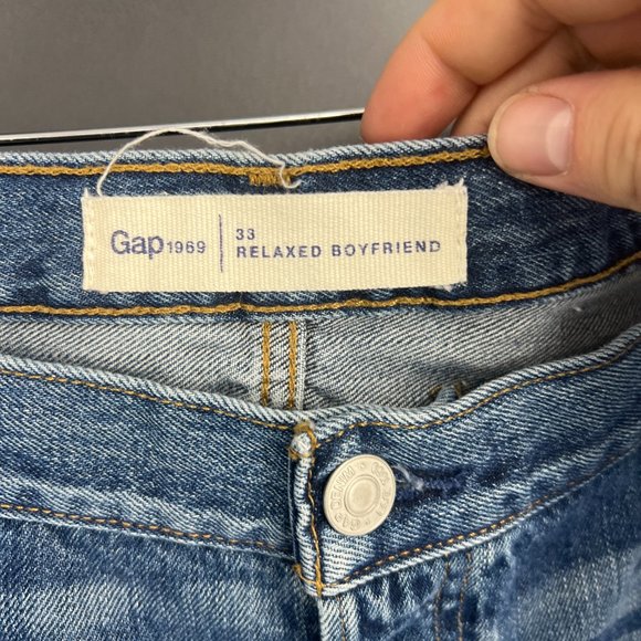 GAP Women's Boyfriend Jeans - Distressed Blue - Picture 4 of 11